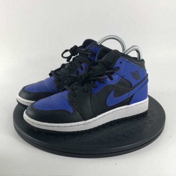 Nike Air Jordan 1 Mid GS Hyper Royal Blue/Black 554725-077 Youth Size 4Y - Picture 1 of 12